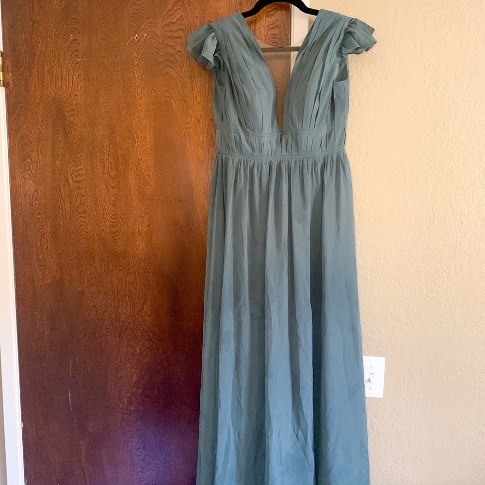 Revelry Bridesmaid Dress - Cora Chiffon Dress - Eucalyptus color